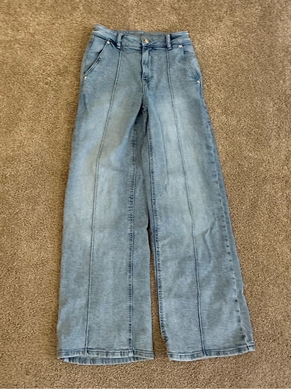 MICHAEL Michael Kors Light Blue Wide-Leg Jeans with Front Seams